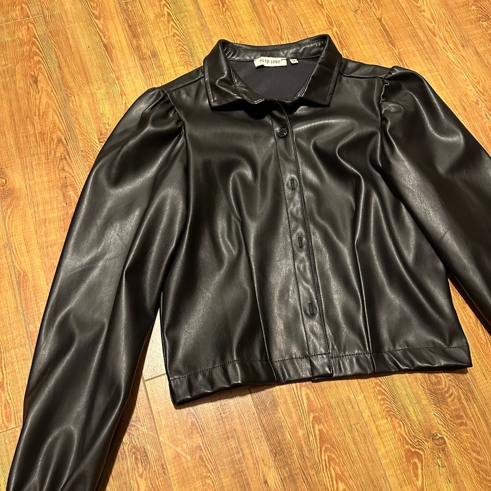 Faux leather shirt